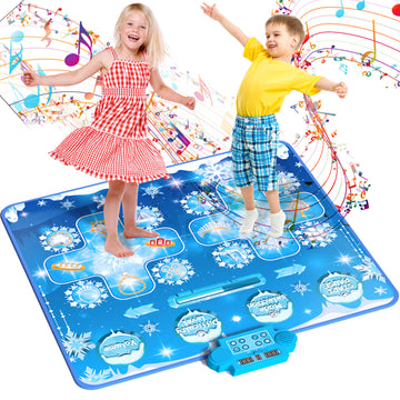 Kids Dance Mat Toys - 2-Player Dance Pad Gifts for Girls Boys Toddlers 3 4 5 6 7 8 9 + Year Old Electronic Dancing Mat Floor Games Toy with Music Light Christmas Birthday Gift (Frozen Blue) - Jasonwell